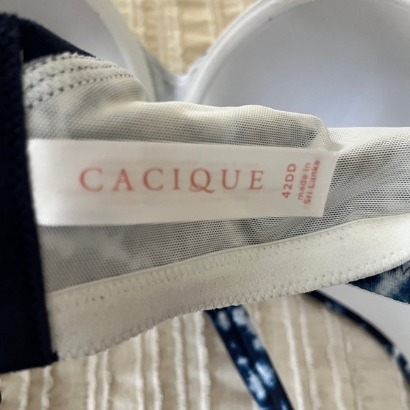 Cacique Blue and White Full-Coverage Bra with Underwire - Picture 3 of 4